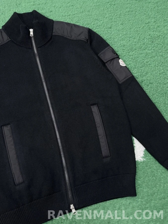 몽클레어 몽클레어 리브 조직 지퍼 패널 가디건 상세 이미지