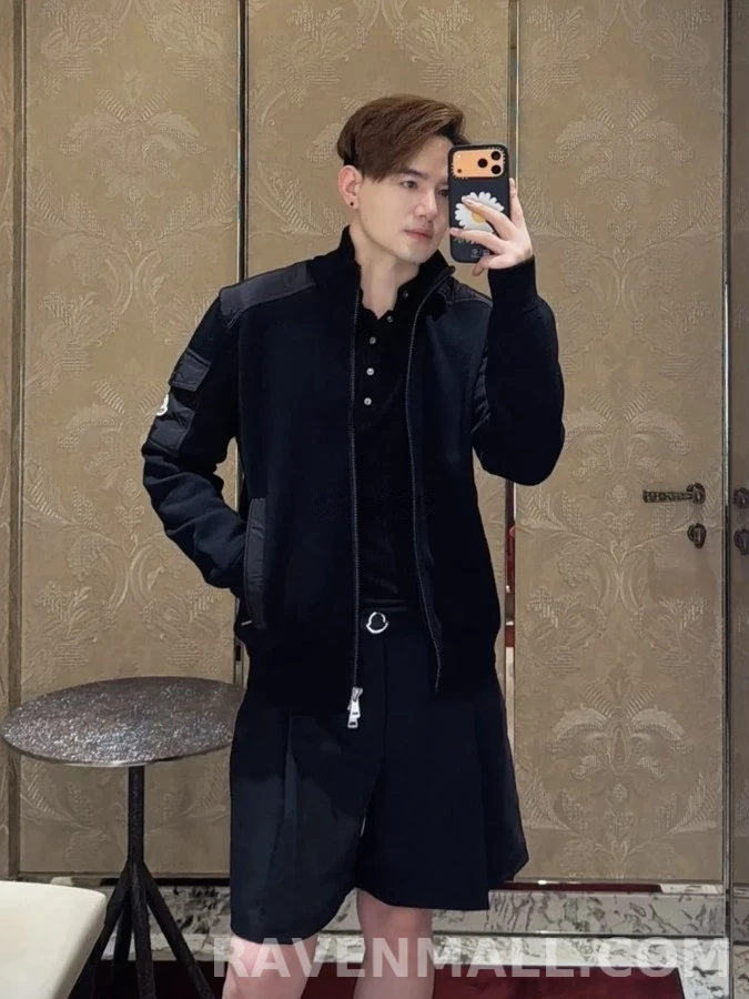 몽클레어 몽클레어 리브 조직 지퍼 패널 가디건 상세 이미지
