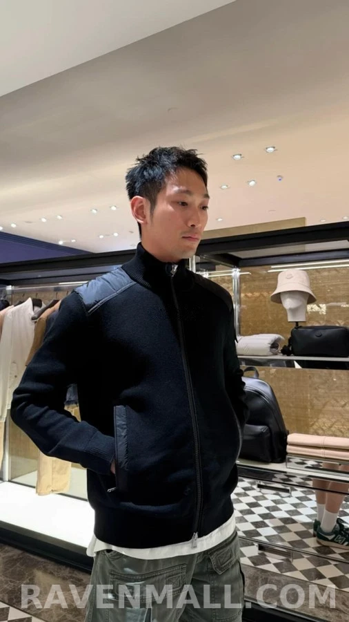 몽클레어 몽클레어 리브 조직 지퍼 패널 가디건 상세 이미지