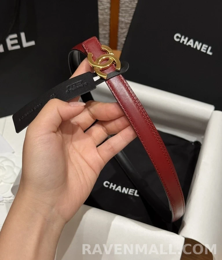 샤넬 샤넬 더블 C 슬림 레더 벨트 상세 이미지
