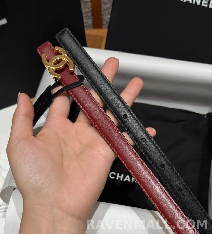 샤넬 샤넬 더블 C 슬림 레더 벨트 상세 이미지