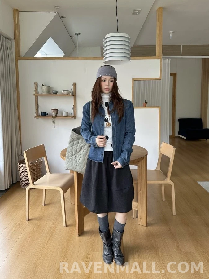 생로랑 세인트로랑 로고 자수 데님 셔츠 상세 이미지