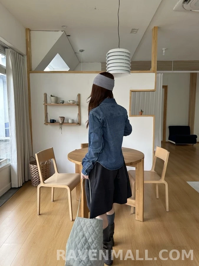 생로랑 세인트로랑 로고 자수 데님 셔츠 상세 이미지