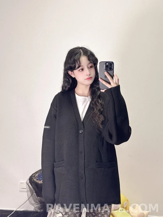 발렌시아가 발렌시아가 리브드 슬리브 라벨 가디건 상세 이미지