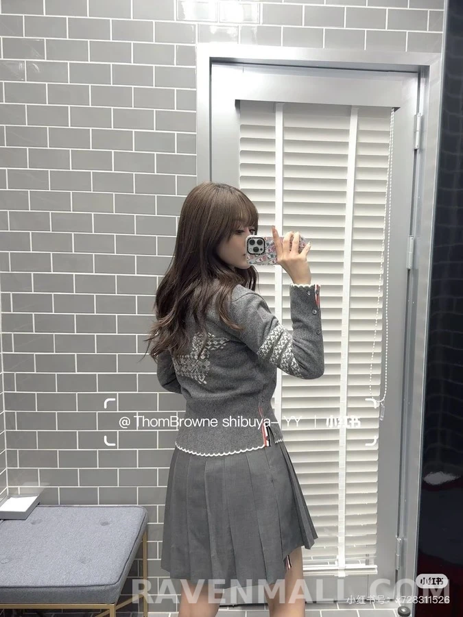 톰브라운 톰브라운 패턴 슬리브 니트 가디건 상세 이미지