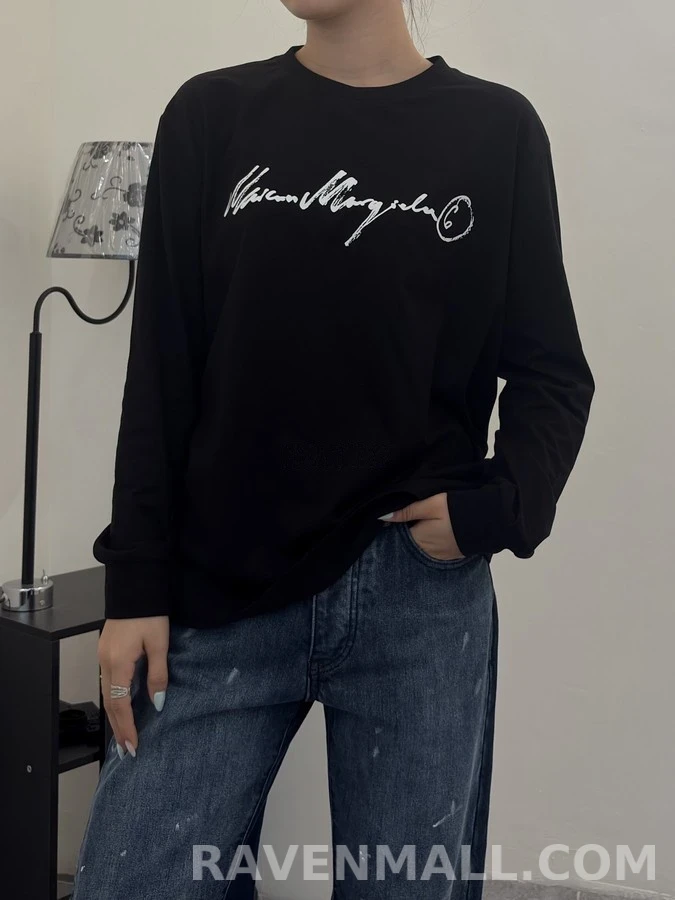 메종 마르지엘라 메종마르지엘라 손글씨 프린트 긴팔 티셔츠 상세 이미지