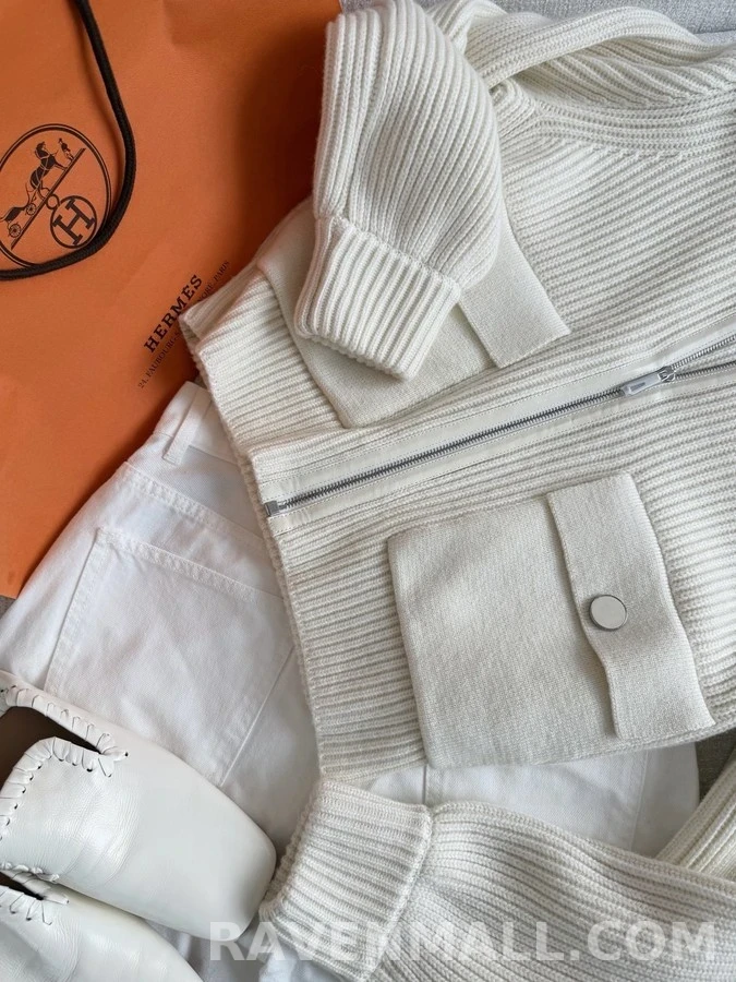 에르메스 에르메스 리브드 카라 집업 가디건 상세 이미지