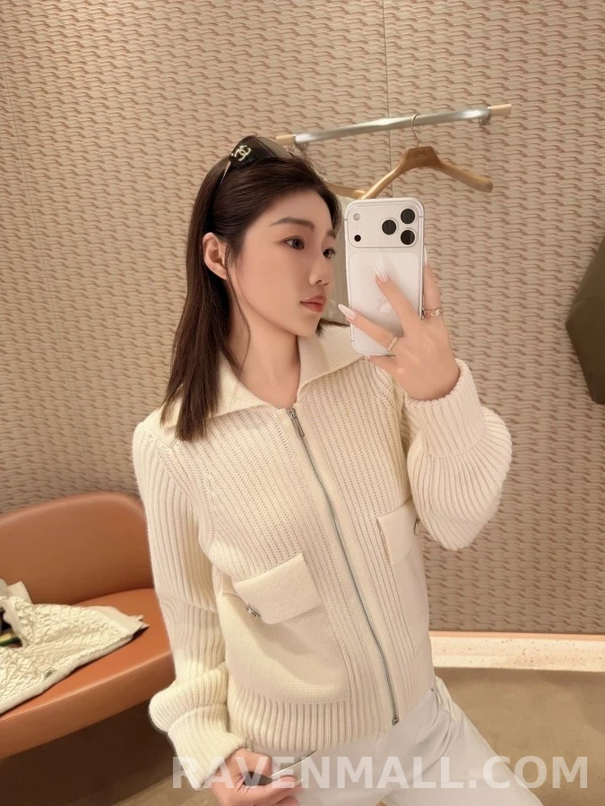 에르메스 에르메스 리브드 카라 집업 가디건 상세 이미지
