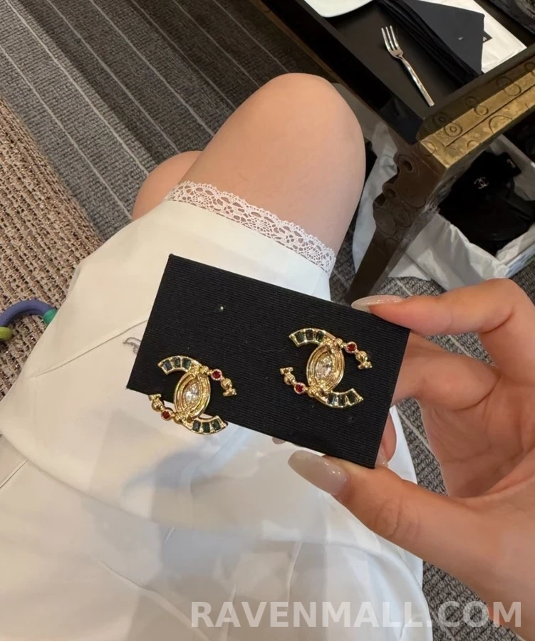 샤넬 샤넬 더블 C 스톤 이어링 상세 이미지