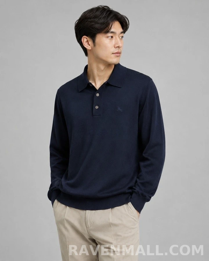 버버리 버버리 로고 긴팔 폴로 니트 셔츠 상세 이미지