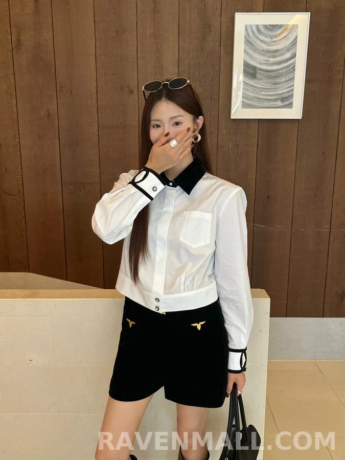 샤넬 샤넬 벨벳 더블 C 크롭 셔츠 상세 이미지