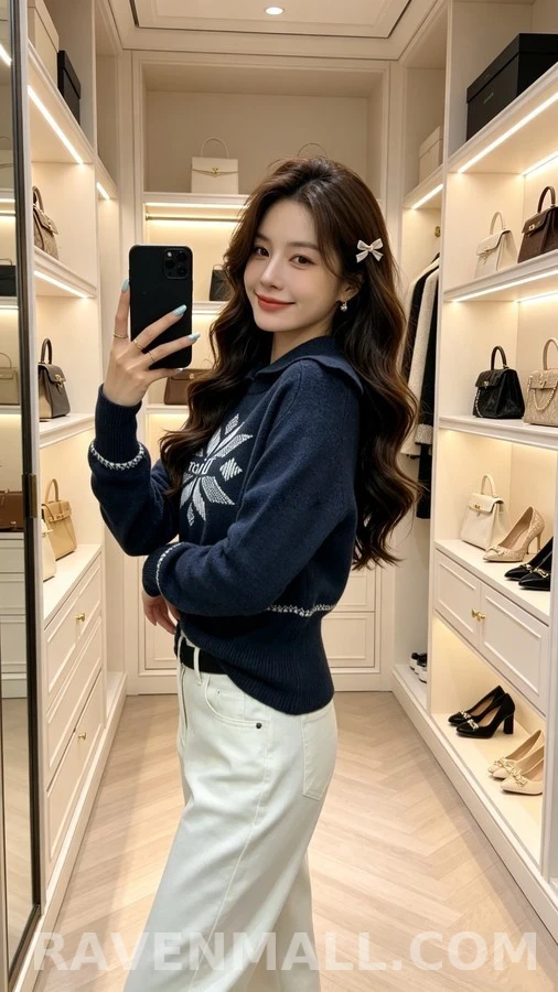 디올 디올 눈꽃 로고 자카드 니트 풀오버 상세 이미지