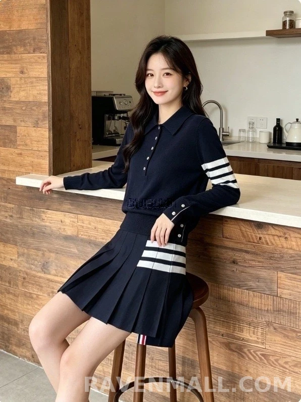 톰브라운 톰브라운 4바 니트 폴로 셔츠 상세 이미지