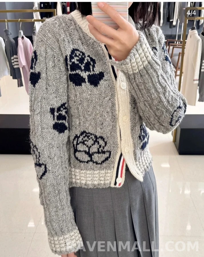 톰브라운 톰브라운 플라워 패턴 가디건 상세 이미지