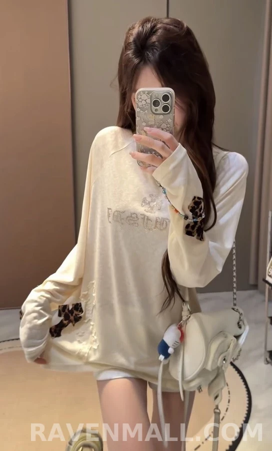 크롬하츠 크롬하츠 라인스톤 레터링 크로스 긴팔 티셔츠 상세 이미지