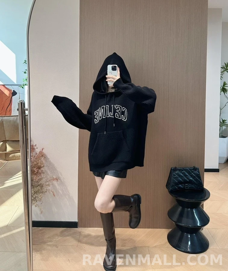셀린느 셀린느 레터링 후드 니트 상세 이미지