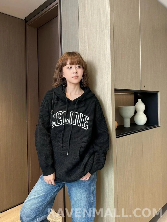 셀린느 셀린느 레터링 후드 니트 상세 이미지