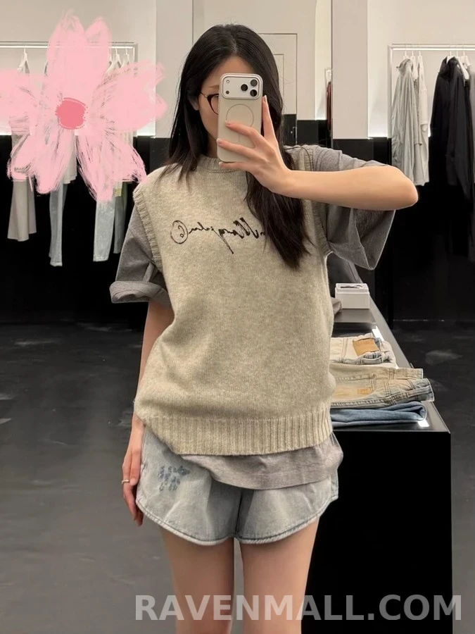 메종 마르지엘라 메종마르지엘라 레터링 니트 베스트 상세 이미지