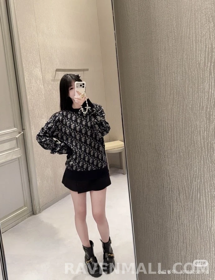 디올 디올 오블리크 라운드넥 자카드 니트 상세 이미지