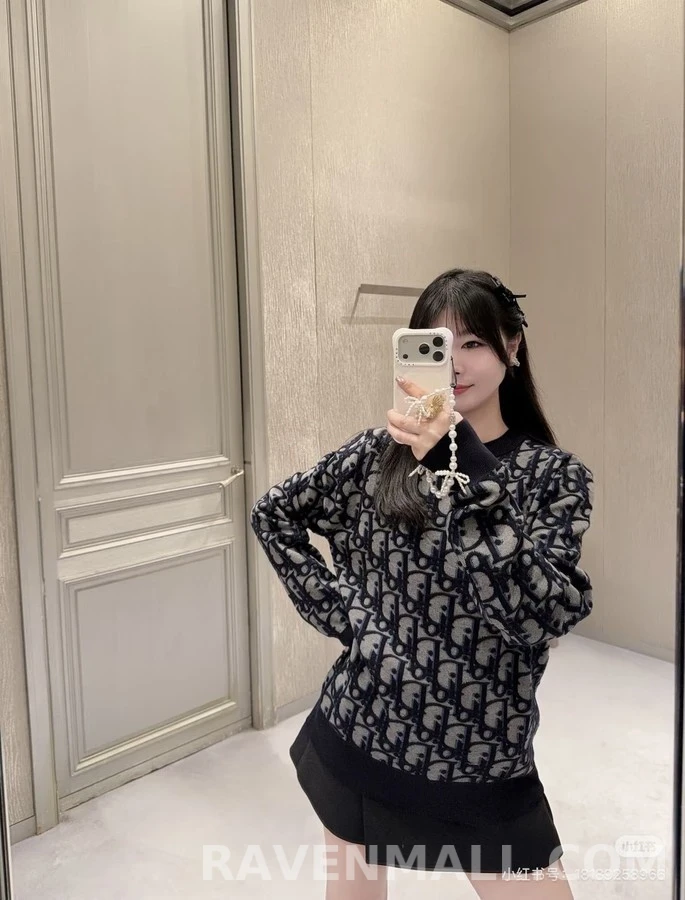 디올 디올 오블리크 라운드넥 자카드 니트 상세 이미지