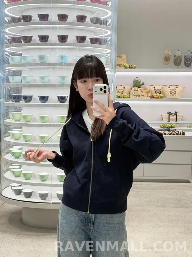 로에베 로에베 플라멩코 배색 드로스트링 후드 집업 상세 이미지