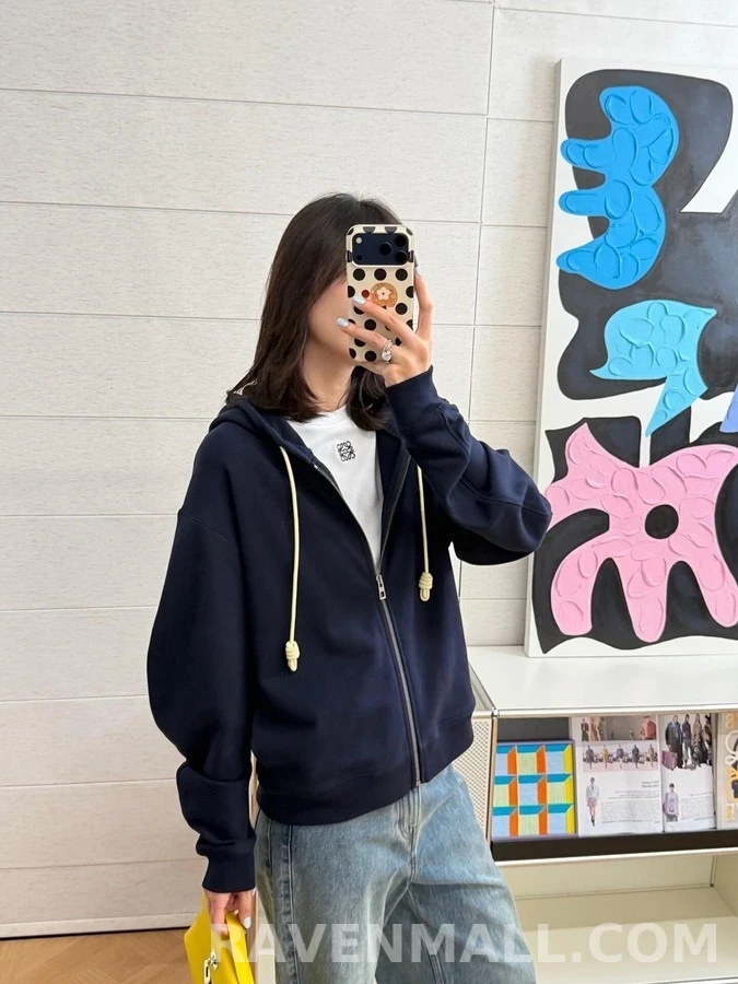 로에베 로에베 플라멩코 배색 드로스트링 후드 집업 상세 이미지