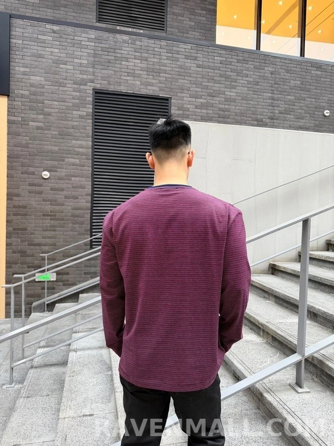 미우미우 미우미우 스트라이프 헨리넥 티셔츠 상세 이미지