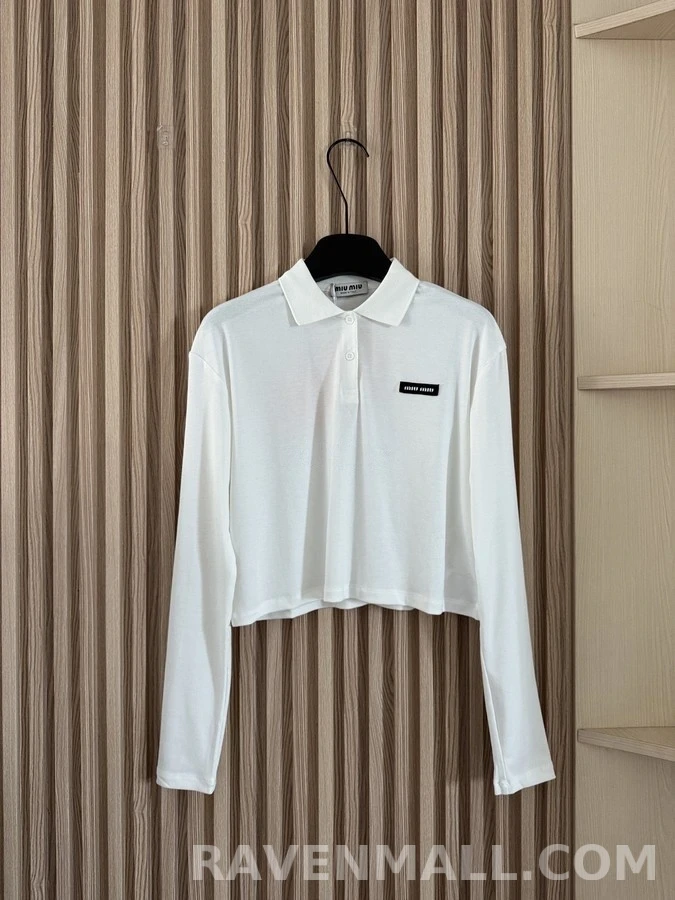 폴로 랄프 로렌 폴로 랄프 로렌 크롭 폴로 카라 긴팔 티셔츠 상세 이미지