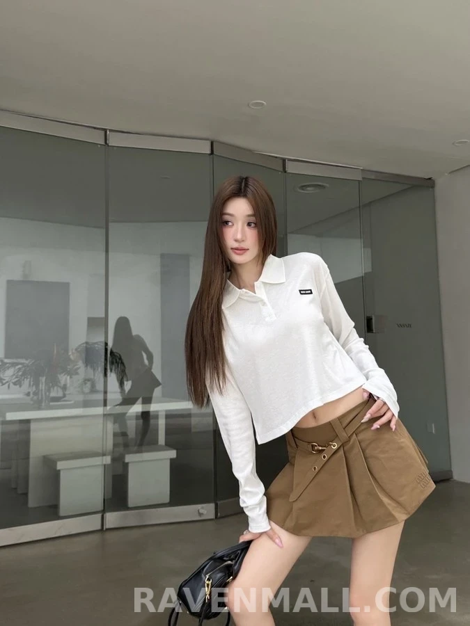 폴로 랄프 로렌 폴로 랄프 로렌 크롭 폴로 카라 긴팔 티셔츠 상세 이미지