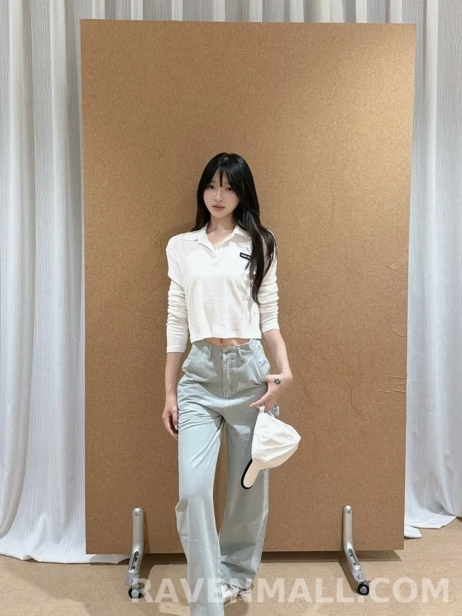 폴로 랄프 로렌 폴로 랄프 로렌 크롭 폴로 카라 긴팔 티셔츠 상세 이미지