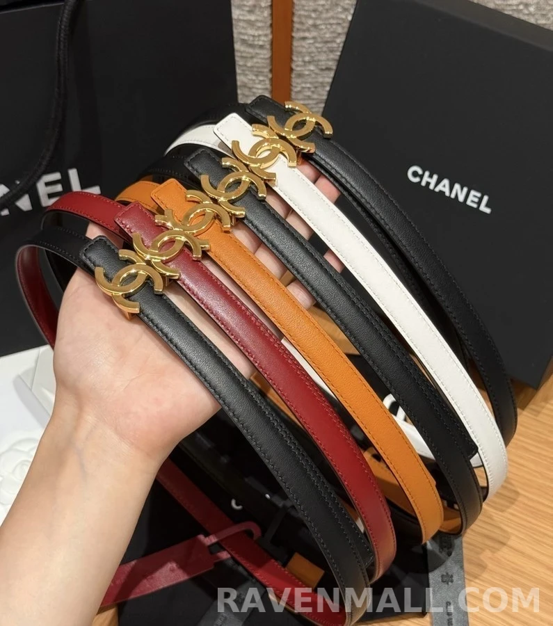 샤넬 샤넬 더블 C 로고 레더 벨트 상세 이미지
