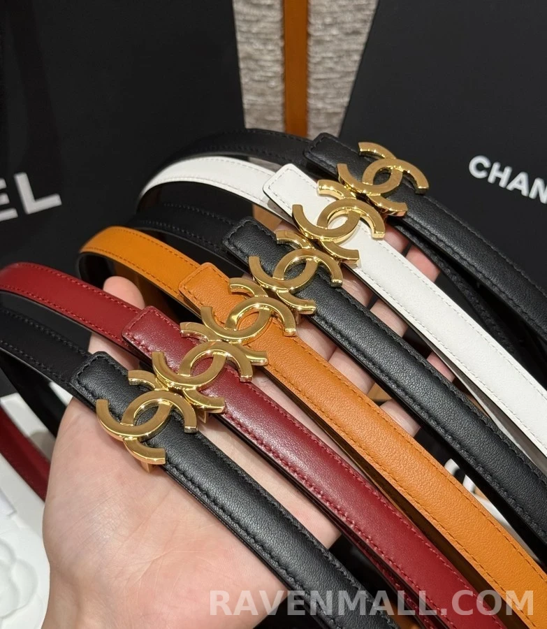 샤넬 샤넬 더블 C 로고 레더 벨트 상세 이미지