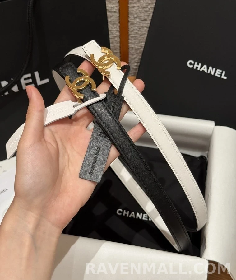 샤넬 샤넬 더블 C 로고 레더 벨트 상세 이미지