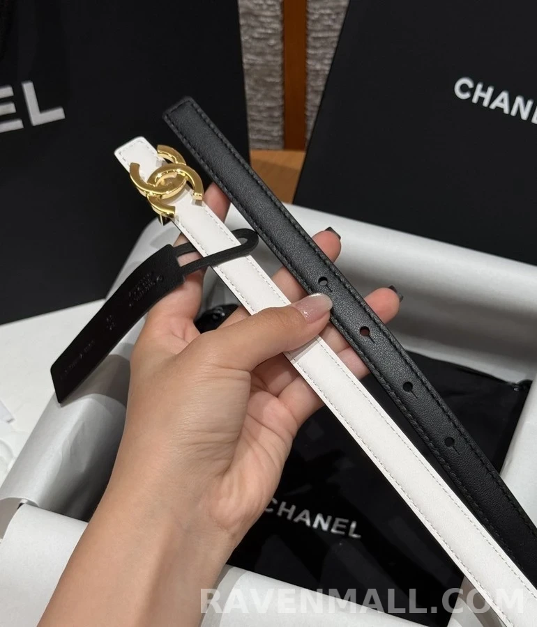 샤넬 샤넬 더블 C 로고 레더 벨트 상세 이미지