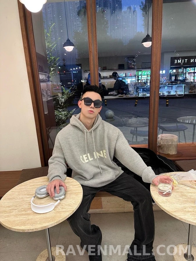 셀린느 셀린느 레터링 니트 후드 스웨터 상세 이미지
