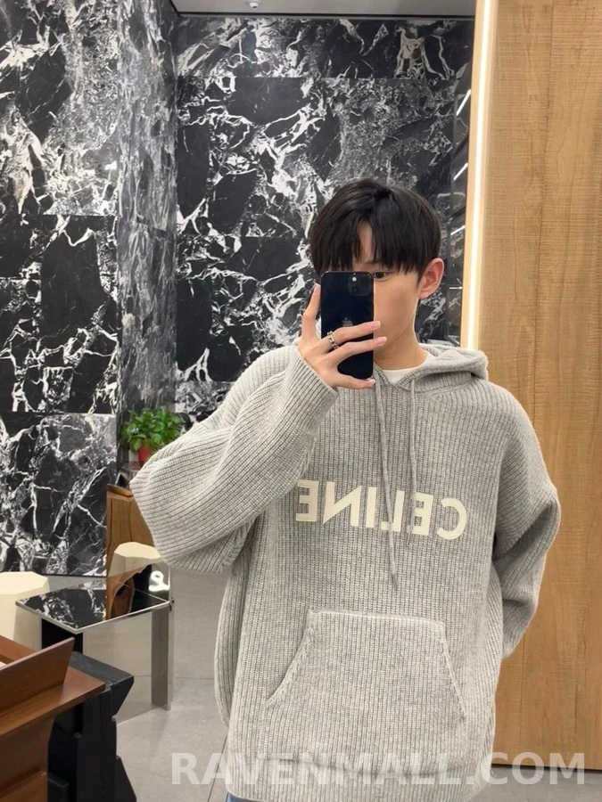 셀린느 셀린느 레터링 니트 후드 스웨터 상세 이미지