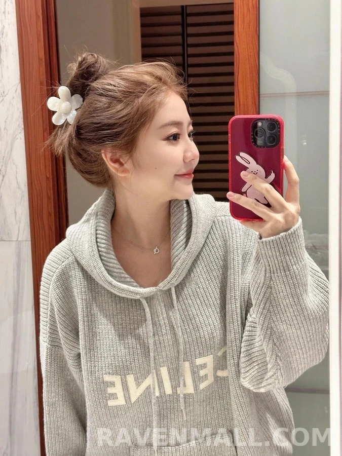 셀린느 셀린느 레터링 니트 후드 스웨터 상세 이미지