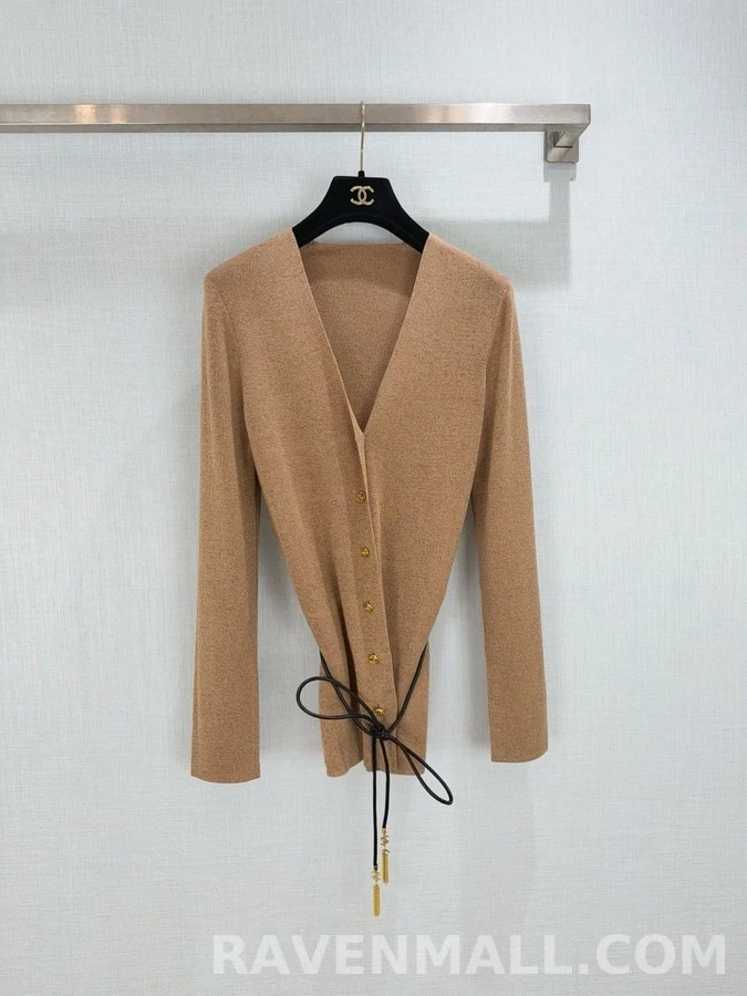 샤넬 샤넬 V넥 벨티드 가디건 상세 이미지