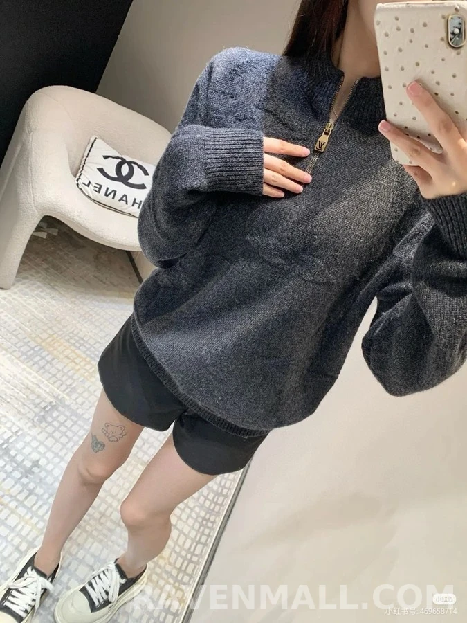 루이비통 루이비통 모노그램 자카드 하프집업 니트 상세 이미지