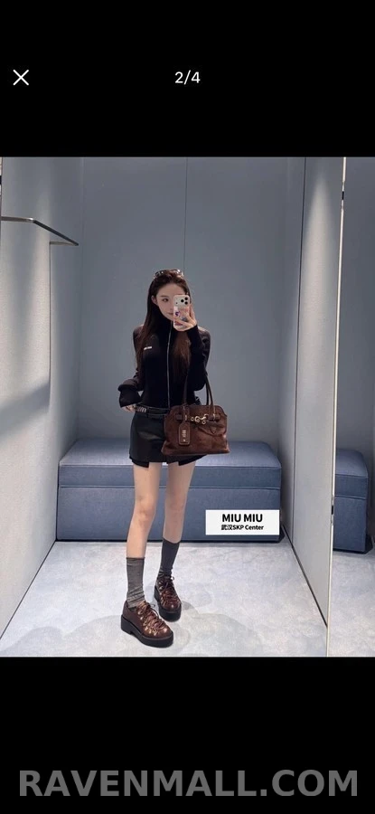 미우미우 미우미우 플랫폼 레이스업 로퍼 상세 이미지