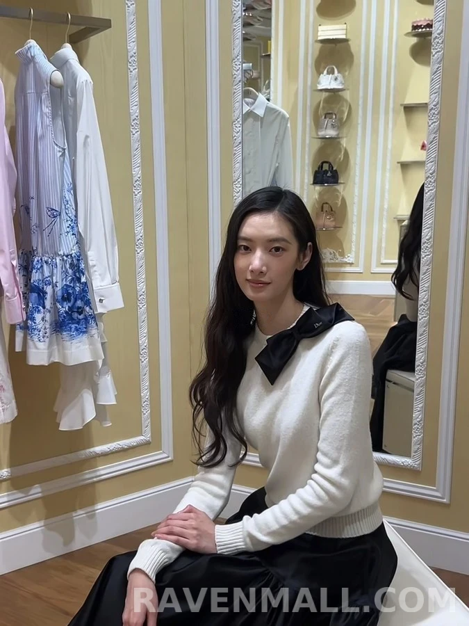 디올 디올 보우 디테일 캐시미어 스웨터 상세 이미지