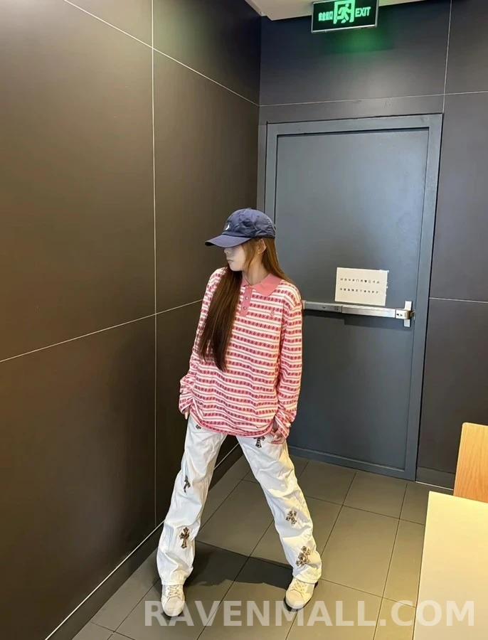 크롬하츠 크롬하츠 크로스 자카드 스트라이프 긴팔 티셔츠 상세 이미지