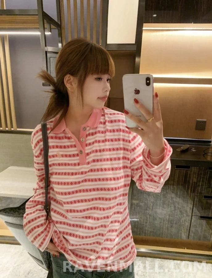 크롬하츠 크롬하츠 크로스 자카드 스트라이프 긴팔 티셔츠 상세 이미지