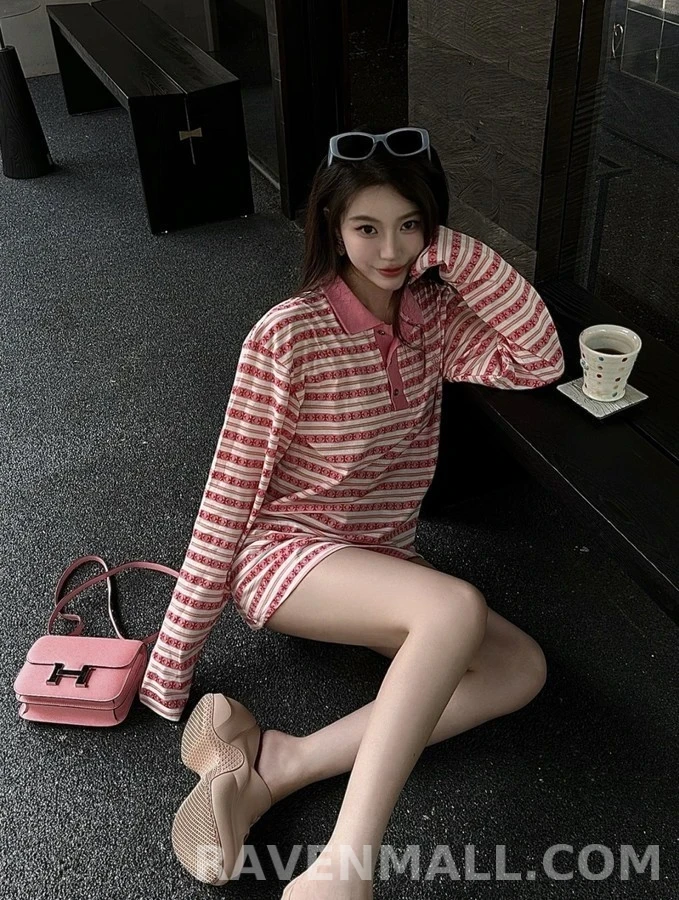 크롬하츠 크롬하츠 크로스 자카드 스트라이프 긴팔 티셔츠 상세 이미지