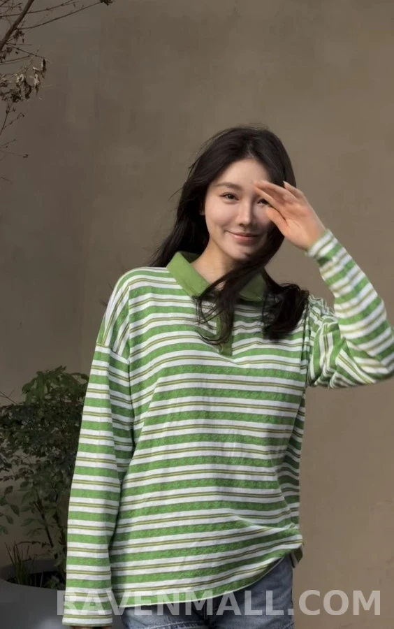 크롬하츠 크롬하츠 십자가 자카드 스트라이프 긴팔 폴로 티셔츠 상세 이미지