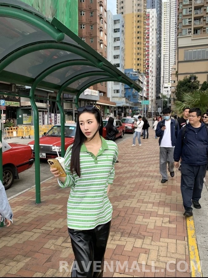 크롬하츠 크롬하츠 십자가 자카드 스트라이프 긴팔 폴로 티셔츠 상세 이미지