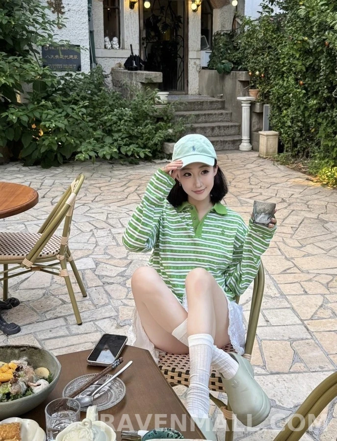 크롬하츠 크롬하츠 십자가 자카드 스트라이프 긴팔 폴로 티셔츠 상세 이미지