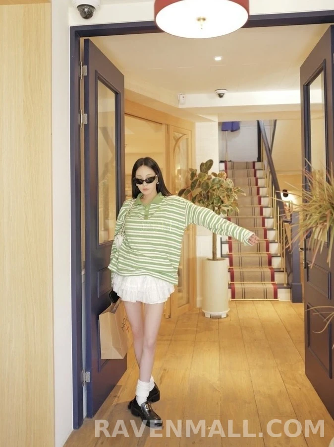 크롬하츠 크롬하츠 십자가 자카드 스트라이프 긴팔 폴로 티셔츠 상세 이미지