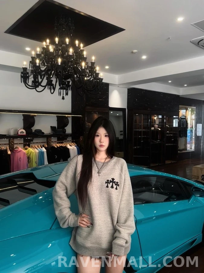 크롬하츠 크롬하츠 크로스 자수 CH 레터링 맨투맨 상세 이미지