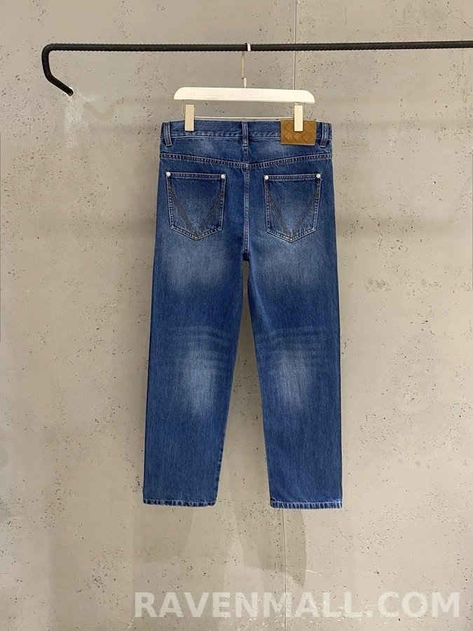 보테가베네타 보테가 베네타 위빙 레더 라벨 스트레이트 데님 팬츠 상세 이미지